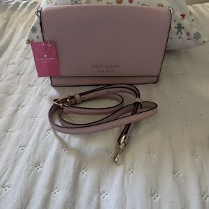 kate spade blush pink leather crossbody with detachable strap